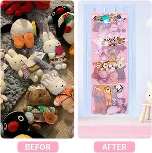 Grands sacs de rangement pliables et robustes pour jouets en peluche, écologiques, à suspendre sur la porte, pour chambre d'enfant et chambre à coucher - Product Image 4