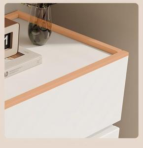 XHA Minimalist Cream <b>Bedside</b> Table <b>Storage</b> Cabinet Small Modern White Low Edge Design Home Furniture - Product Image 2