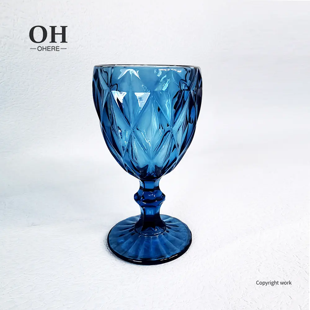 Copa de vino de vidrio con relieve moderno, juego de cristalería personalizada para boda, fiesta y catering, venta al por mayor
