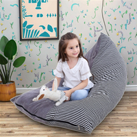 Fauteuil Poire Extra Large Gris Rayé Moderne et Moelleux avec Housse Amovible et Design Ajustable pour Enfants, Adolescents et Adultes - Rangement et Détente