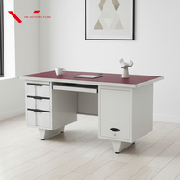Bureau en acier pour le bureau, table latérale en métal, table d'ordinateur individuelle pour le personnel, design avec tiroirs