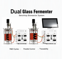 Récipient sous pression en verre borosilicate double paroi Ruiyuan, bioréacteur motorisé, fermenteur pour usage en laboratoire, capacité de 2 à 20 L