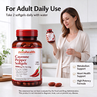 Gélules de piment de Cayenne en marque privée OEM, 120 gélules, complément alimentaire pour adultes favorisant le métabolisme et la santé cardiaque