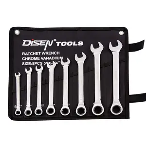 5/16"-3/4" Fixed Head Ratchet Wrenches 8Pcs Spanner Combination 72 Teeth Box End And Open-End Gear Spanner Ratchet Wrench Set