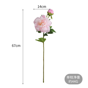 Flores de peonía de seda de un solo <span class=keywords><strong>tallo</strong></span> <span class=keywords><strong>con</strong></span> 2 cabezas M119, peonías al por mayor para decoración de bodas, flor artificial de peonía - Product Image 5