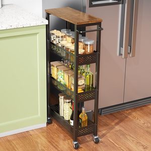 Narrow Laundry <b>Cart</b> 3 Tier Metal <b>Storage</b> Rack With Wheels For Bathroom Kitchen Organization - Product Image 2