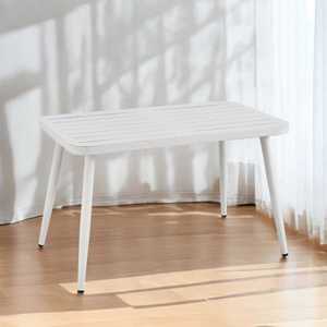 Tavolino da Caffè Moderno W120D70H74cm con Piano in Plastica Bianca e Struttura in Metallo, Design Minimalista per Arredamento Soggiorno - Product Image 3