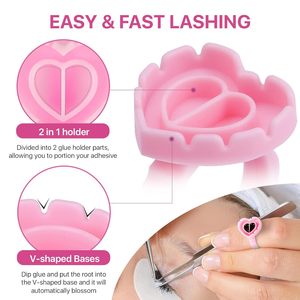 Pigmento fácil ventilador coração plástico forma microblading tatuagem cola copo titular cílios extensão ferramenta tinta lash ringcup anel descartável - Product Image 4