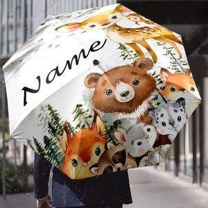 1 Pieza, Sin Pedido Mínimo, Paraguas Plegable Personalizado con Nombre de Animal del Bosque, Regalo Personalizado con Estampado UV, Pedido Individual, Ombrello Personalizzato - Product Image 3