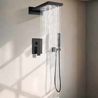 Offre Spéciale De Luxe En Laiton Noir Cascade Douche Pluie Système De Douche Pluie Salle De Bains Dissimulé Douche Mélangeur Ensemble