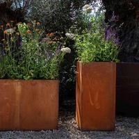 Jardinières rustiques en acier corten de grande taille pour l'extérieur, pots en métal ronds ou rectangulaires