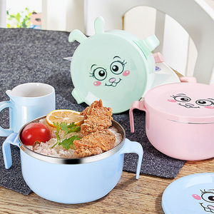 Bol <span class=keywords><strong>de</strong></span> bébé portable en acier inoxydable avec couvercle bol <span class=keywords><strong>de</strong></span> nouilles récipient <span class=keywords><strong>de</strong></span> nourriture pour les enfants à manger garde les aliments au chaud - Product Image 1