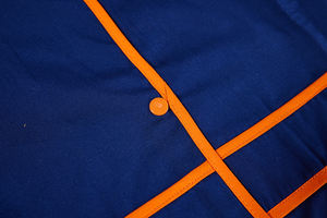 Veste de chef bleue en polycoton durable avec col montant, uniforme de chef respirant <span class=keywords><strong>pour</strong></span> le service alimentaire - Product Image 5