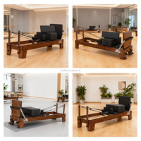 Machine de Pilates Reformer en Bois de Noyer Premium avec Lit Commercial en Cuir Microfibre pour Entraînement en Studio de Pilates