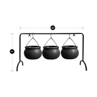 Ensemble de chaudron de sorcières d'Halloween 3 bols de service en plastique noir avec support intérieur extérieur cuisine fête décor affichage à thème