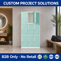 Armoire casier en acier 3x3 à 9 compartiments avec serrures électroniques, conception assemblée, ventilation pour rangement personnel