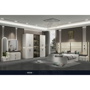 Set Camera da Letto di Lusso Personalizzato in Pelle e Legno, Stile Rustico Moderno, Letto con Contenitore Estensibile, Misura King/Queen, Arredamento per la <span class=keywords><strong>Casa</strong></span> - Product Image 3