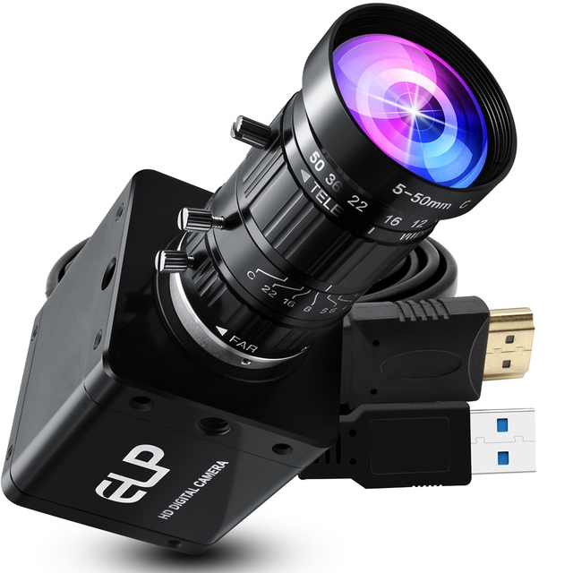 ELP 8MP USB Camera Ultra 4K IMX678 CMOS 60FPS USB3.0 Industrial Webcam with 10X Zoom Lens Plug Play UVC for Video Live Streaming