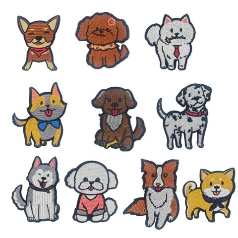 Wholesale Cute Small Pet Dog Embroidery Patch Cartoon Anime Iron Embroidered Puppy Patches for Clothing Bags Decoration PU Hat