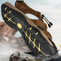 Sandales de marche pour hommes, taille EU38 à EU48, sandales de plage, cuir, bout fermé, chaussures d'été, randonnée, trekking, sports de plein air