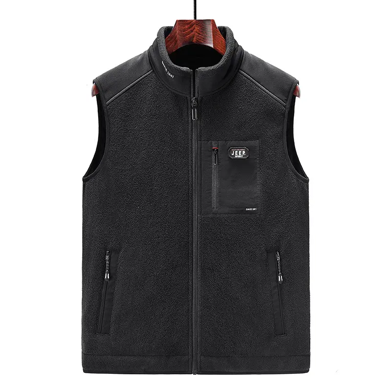 Oem Custom Winter Outdoor Full Zip Polar Fleece Vest senza maniche Warm Casual Winter Vest Jacket Outdoor gilet da uomo