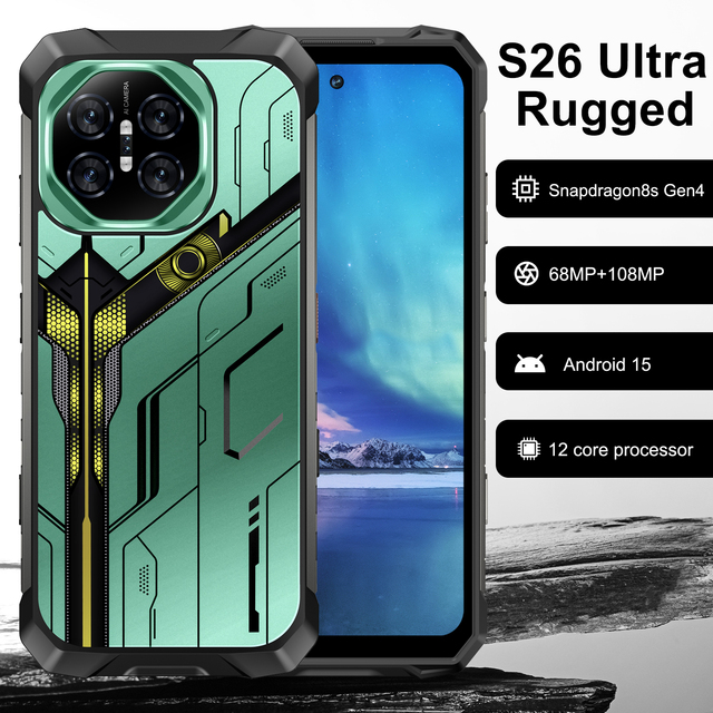 Newest Model Rugged Android Phone S26 Ultra 6.99-inch Screen 22000mAh Large Battery 68MP Camera 16GB+1TB Storage