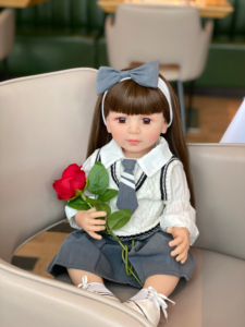 <span class=keywords><strong>Chow</strong></span> Dudu, recién llegado, muñecas Reborn, Princesa, muñeca de <span class=keywords><strong>pelo</strong></span> marrón, muñecas Reborn de silicona suave y vívida, juguetes realistas para niñas de 55cm - Product Image 5