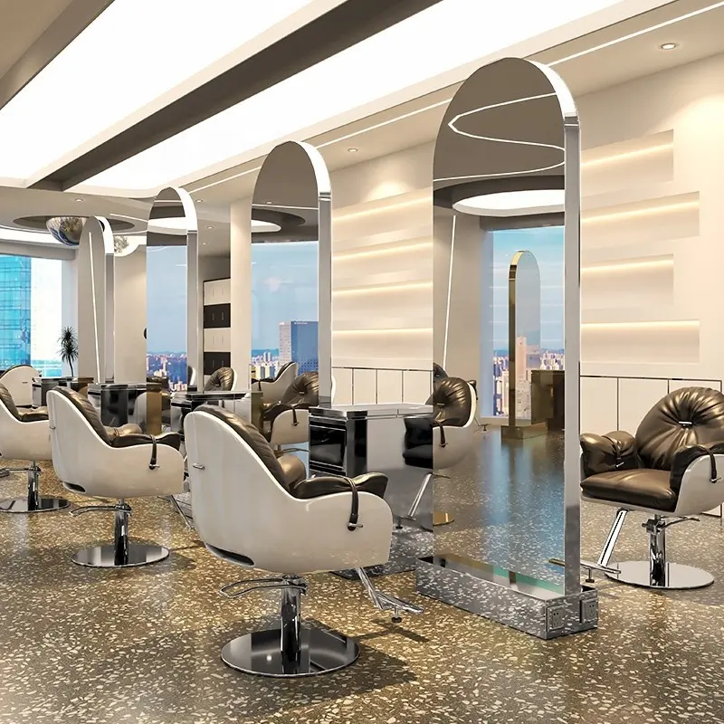 Modern luxury hairdressing equipment Salon LED barber shop single mirror hairdressing mirror