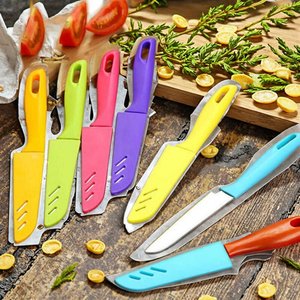 Ensemble de couteaux à désosser Sunshine à bas <span class=keywords><strong>prix</strong></span> <span class=keywords><strong>couteau</strong></span> de boucher en acier inoxydable avec manche en bois couvercle en PP pour éplucher les fruits quantité minimale de commande les plus aiguisés 6 pièces - Product Image 4