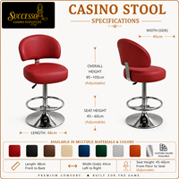 Chaises de poker pivotantes SUCCESSOR avec roulettes, tabourets de bar, chaises de casino, tabourets hauts de club, chaises pour tables de jeu de poker