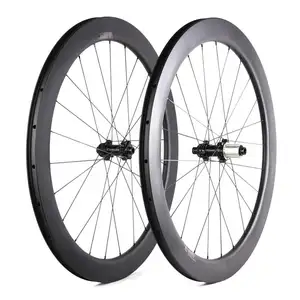 Yol bisiklet karbon Fiber tekerlekler için Cyclcocross ve çakıl sürme, uzak spor 58mm derin 28mm geniş disk fren tekerlekleri 24 delik