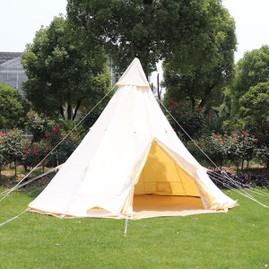 2024 luxe monocouche 5m cloche tente nouveau Design coton toile étanche <span class=keywords><strong>Tipi</strong></span> Camping en plein air facile cadre en acier maille randonnée - Product Image 1