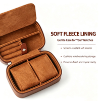 Étui de voyage pour montres en cuir à 2 emplacements, doublure en daim, anti-poussière, antichoc, organisateur portable pour voyage d'affaires, cadeau pour homme