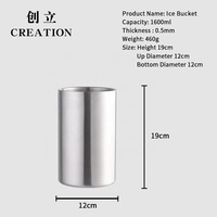 Création directe usine personnalisé Oem acier inoxydable 1,6 l accessoires de Bar bouteille de bière de mariage Service mural seau à vin de glace