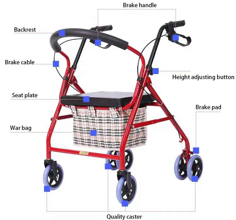 Anufacturers-carrito de compras para ancianos, carrito auxiliar plegable para sentarse, andador de ocio