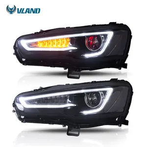 VLAND LED farlar sıralı dönüş sinyali ve şeytan gözler far 2008-2017 için kafa ışık Galant/Lancer Fortis hatchback lancer