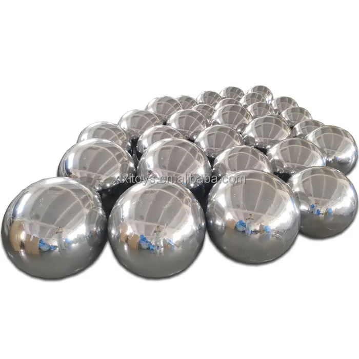 Shopping Mall Decorations 60cm/24" Inflatable Disco Silver Mirror Balls,Event Party Inflatable Silver Reflective Mirror Balloons