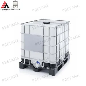 1000L IBC konteyner ekipmanları tankı beyaz plastik ibc tankı ton depolama sanayi Wasewater için galvanizli çerçeve ile