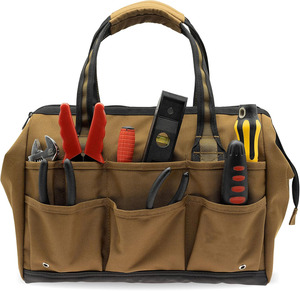 Wide-Mouth <b>Tool</b> Bag 14inch, Gear Bag, Multiple Purpose - for Plumbers, Electricians, Handymen Also Good Daily Use PKS-102 Waterp - Product Image 1