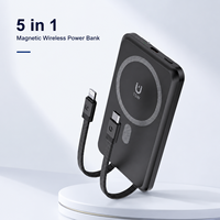 Batteries externes OEM ODM personnalisées avec logo, charge magnétique sans fil, 5000 mAh, batterie externe pour téléphone avec fonction 2 câbles