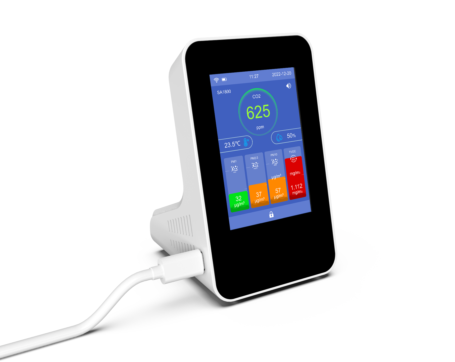 2 In 1 CO2 & Temperature Monitor Indoor, Carbon Seychelles - View #3