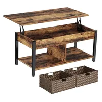 Mobilier de salon de haute qualité table centrale rétro avec comptoir élévateur en bois et cadre en métal de salon, gris