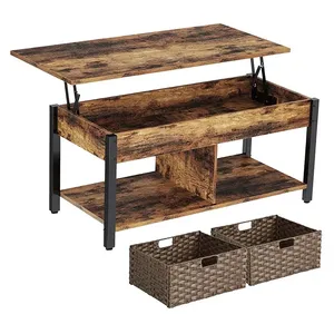 Muebles de sala de estar de <span class=keywords><strong>alta</strong></span> calidad, <span class=keywords><strong>Mesa</strong></span> Central retro con encimera elevadora de madera y marco de metal para sala de estar, <span class=keywords><strong>gris</strong></span> - Product Image 5
