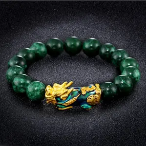 Groothandel Pulseira Rijkdom Elastische Lucky Groene Kleur Natuursteen Feng Shui Bixie Piyao Armband Voor Vrouwen