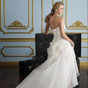 Abito da sposa senza spalline, <span class=keywords><strong>corto</strong></span> davanti e <span class=keywords><strong>lungo</strong></span> dietro, elegante, taglie forti, in <span class=keywords><strong>tulle</strong></span> bianco, da spiaggia, <span class=keywords><strong>con</strong></span> spalle scoperte - Product Image 2