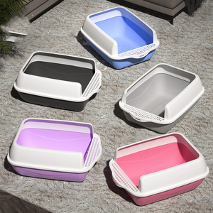 Fabricant Vente en gros <span class=keywords><strong>Bac</strong></span> à <span class=keywords><strong>sable</strong></span> anti-éclaboussures en <span class=keywords><strong>plastique</strong></span> pour chaton Bassin de toilette pour animal semi-fermé <span class=keywords><strong>Bac</strong></span> à litière pour chat facile à nettoyer - Product Image 2