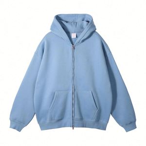H5461 Sweat-shirts à capuche surdimensionnés à double fermeture éclair, personnalisés par le fabricant, en mélange de coton 350 g/m² - Product Image 6