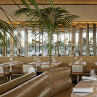 Ensemble de mobilier de restaurant commercial en gros : chaise de salle à manger en bois et banquette rembourrée marron