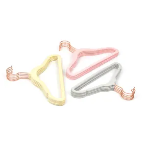 Hot sale premium kids baby velvet clothing hangers 50 pack pink color gold hook