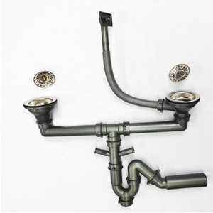 <span class=keywords><strong>Sifone</strong></span> Moderno in Acciaio Inox 201+Plastica per Lavello da Cucina a Doppia Vasca 1,5 Pollici con Filtro da 110mm di Diametro - Product Image 2